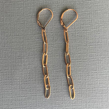 Load image into Gallery viewer, Rose Gold Paper Clip Chain Dangle Earrings