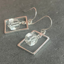 Load image into Gallery viewer, Rock Crystal Quartz Square Earrings
