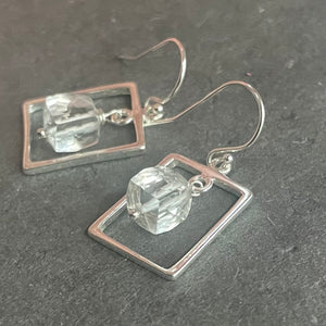 Rock Crystal Quartz Square Earrings