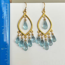 Load image into Gallery viewer, Natural Blue Topaz Goddess Earrings, Gold or Sterling Silver