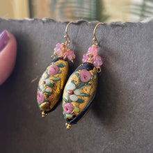 Load image into Gallery viewer, Golden Flora Murano Glass and Opal Earrings