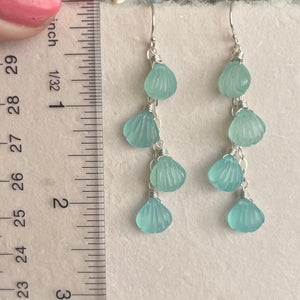 Aqua Chalcedony Shell Dangle Earrings