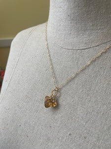 Natural Citrine Cushion Cut Necklace, OOAK