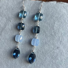 Load image into Gallery viewer, Sparkling Smokey Blue Tones Cushion Cut Earrings