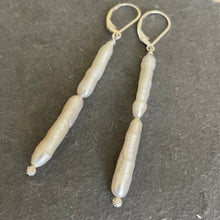Load image into Gallery viewer, Japanese Biwa Freshwater Pearl Dangle Earrings, OOAK