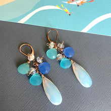 Load image into Gallery viewer, Opalite and Chalcedony Earrings, Metal Options