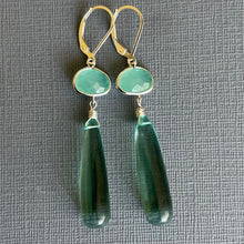 Load image into Gallery viewer, Aquamarine Quartz Bezeled Dangle Earrings