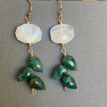 Load image into Gallery viewer, Chrysocolla and Moonstone Rose Gold Earrings, OOAK