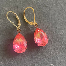 Load image into Gallery viewer, PEACHY Pink and Yellow Leverback Dangles, Mixed Metals