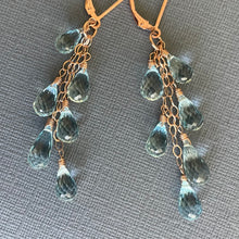 Load image into Gallery viewer, More Cowbell Natural Blue Topaz Trio Earrings, Metal Options, 6 stone