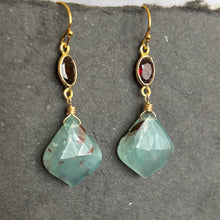 Load image into Gallery viewer, Rare Aquaprase and Garnet Earrings, OOAK