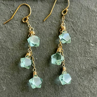Aqua Quartz Mini Star Trio Earrings