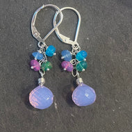 Lavender Quartz Onion and Opal Cascade Earrings