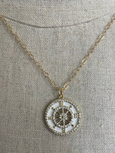 Load image into Gallery viewer, Gold and Pave Cubic Zirconia Compass Necklace