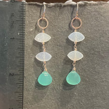 Load image into Gallery viewer, Cloud Dancer PantoneTM Color of the Year 2026 Druzy Aqua Chalcedony Earrings, metal and earwire options, limited quantity