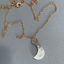 Load image into Gallery viewer, Moonstone Crescent Moon Necklace, Rose Gold, OOAK
