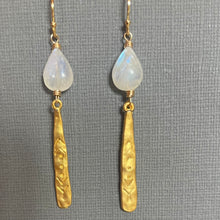 Load image into Gallery viewer, Rainbow Moonstone Goddess Earrings, OOAK
