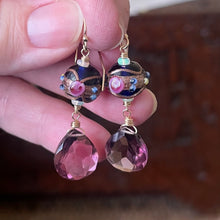 Load image into Gallery viewer, Vintage Wedding Cake Cobalt and Plum Earrings, metal options