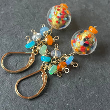 Load image into Gallery viewer, Klimt-ish Murano Glass and Opal Dangle Earrings