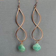 Load image into Gallery viewer, Rose Gold Twirl Earrings, Amazonite