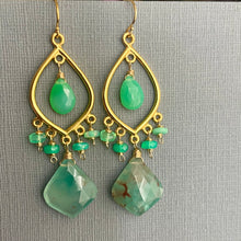 Load image into Gallery viewer, Rare Aquaprase, Chrysoprase and Opal Earrings, OOAK