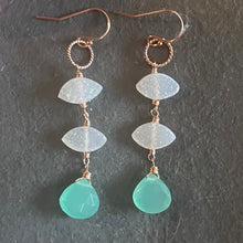 Load image into Gallery viewer, Cloud Dancer PantoneTM Color of the Year 2026 Druzy Aqua Chalcedony Earrings, metal and earwire options, limited quantity