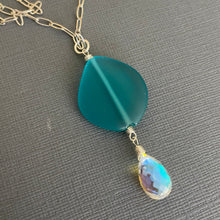 Load image into Gallery viewer, Sea Glass Fire Rainbow Quartz Necklace, OOAK