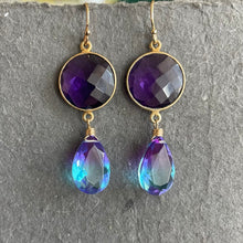 Load image into Gallery viewer, Amethyst And Doublet Cascade Earrings, OOAK