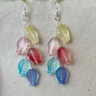 Colorful Fish Czech Glass Cluster Earrings, One in stock