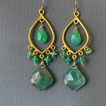 Load image into Gallery viewer, Rare Aquaprase, Chrysoprase and Opal Earrings, OOAK