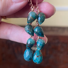 Load image into Gallery viewer, Chrysocolla and Turquoise Rose Gold Earrings, OOAK