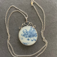 Load image into Gallery viewer, Antique Hand Painted Porcelain Tile Pendant Necklace, Estate