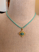 Load image into Gallery viewer, Amazonite and Blue Topaz Pendant Necklace, Aqua Cord