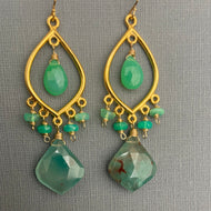 Rare Aquaprase, Chrysoprase and Opal Earrings, OOAK