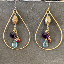 Load image into Gallery viewer, 14k Gold Filled Hoops- Labradorite, Aquamarine, Amethyst and Garnet OOAK