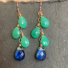 Load image into Gallery viewer, Ammolite and Carnelian Dangle Earrings, Rose Gold Filled and other metal options