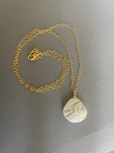 Load image into Gallery viewer, Blue Topaz Rainbow Moonstone Inlay  Cut Necklace