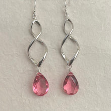 Load image into Gallery viewer, Twirly Girl Pink Tourmaline Quartz Earrings