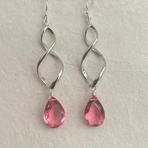 Twirly Girl Pink Tourmaline Quartz Earrings