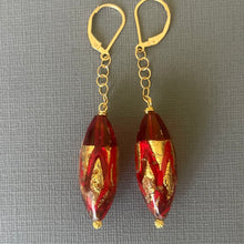 Load image into Gallery viewer, Miss Scarlet Sommerso Murano Glass Dangle Earrings, OOAK
