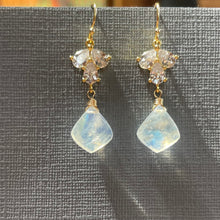Load image into Gallery viewer, Super Sparkle Earrings, Moroccan Rainbow Moonstone, OOAK