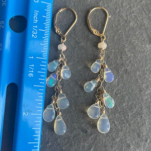 Opal Cascade Earrings, 14k gold filled leverback