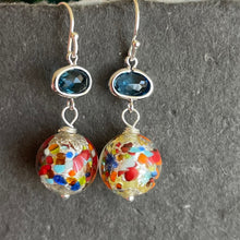 Load image into Gallery viewer, Klimt-ish Murano Glass and Opal Dangle Earrings