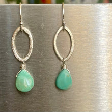 Load image into Gallery viewer, Turquoise Oval Hoop Dangle Earrings, OOAK
