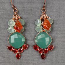 Load image into Gallery viewer, Ocean Blue Chalcedony and Sunstone Sparkler Earrings, OOAK
