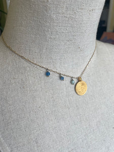 Good Health Apatite and 24k gold vermeil over Sterling silver necklace, Estate jewelry