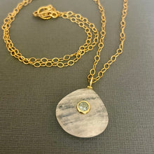 Load image into Gallery viewer, Blue Topaz Rainbow Moonstone Inlay  Cut Necklace