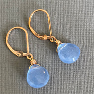 Hydrangea Chalcedony Leverback Earrings, metal options