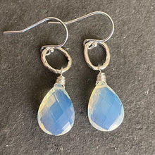 Load image into Gallery viewer, Opalite Artisan Hoop Earrings, Sterling Silver
