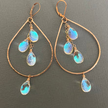 Load image into Gallery viewer, Fire Moonstone Double Decker Hoops, 14k rose gold filled